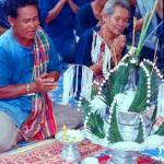 Priest conducts traditional blessing ceremony, Ban Nong Hoi Yai village.