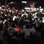 Hundreds of people at a mamak stall