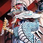 Serpents are everywhere. Typically, two serpents face each other on top of the main temple building. Wrapped around the supporting columns before the main entrance are two more. Other columns have lotus filials, with a projecting serpent-head caryatid. Still more serpents project from the temple's inner walls, in one case above a pool illuminated by natural light. In many cases, red light bulbs act as the serpent's sinister eyes.